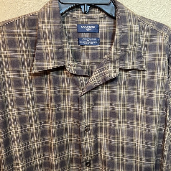Dockers Mens Plaid Long Sleeve Button Down Shirt - Picture 2 of 6